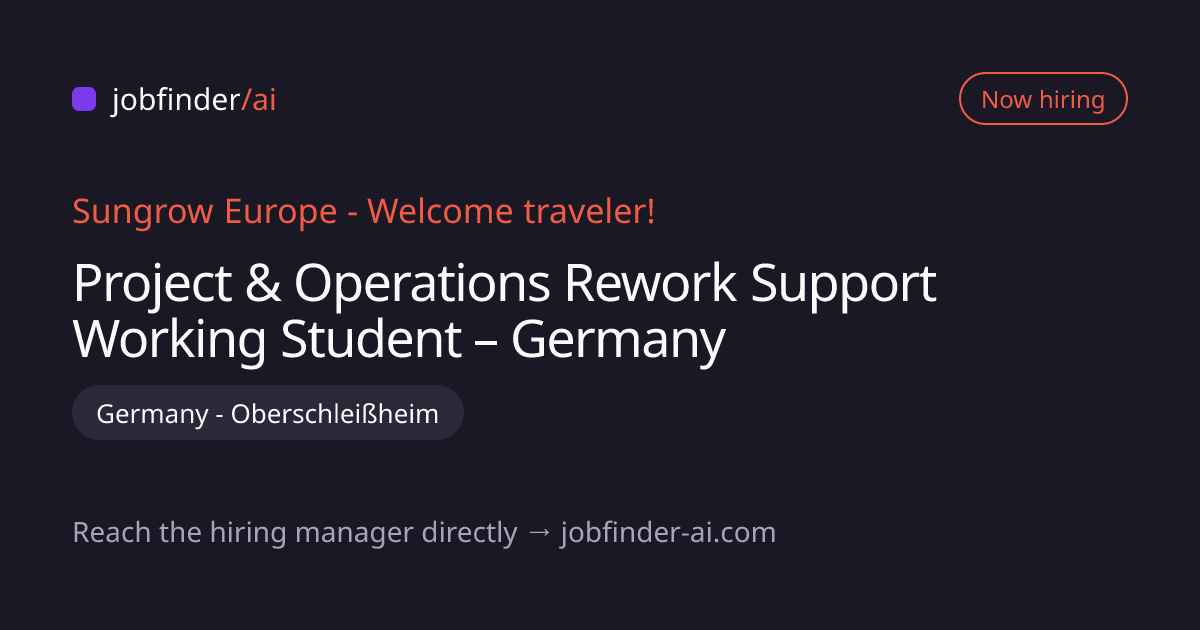 Project & Operations Rework Support Working · Jobfinder AI